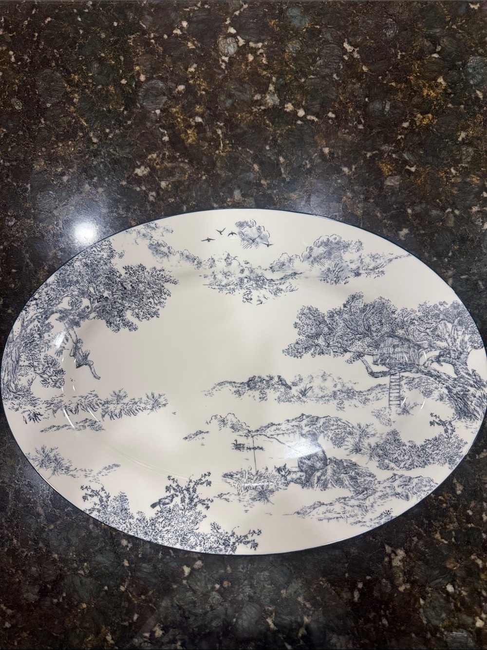 Brandon Maxwell Groveland Toile Oval Serving Platter - New!